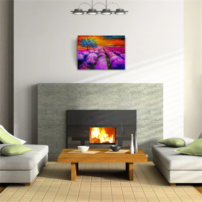 Lavanta Tarlasında Gündoğumu Yağlıboya Kanvas Tablo 50 x 70