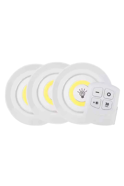 Led Lamba 3lü Uzaktan Kumandalı Yapışkanlı