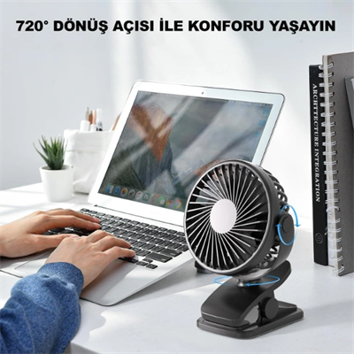 Masaüstü Şarjlı Klipsli Portatif Fan