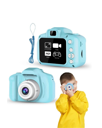 Mavi Taşınabilir Mini Kamera HD Video Fotoğraf Çekimli USB Şarjlı Hafıza Kart Destekli