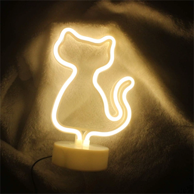 Neon Işıklı Kedi Tasarımlı Lamba