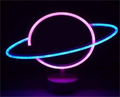 Neon Işıklı Satürn Lamba
