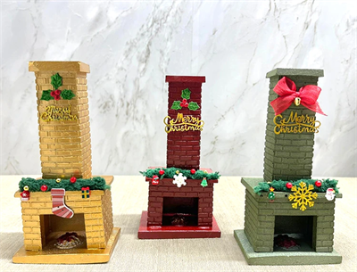 Noel Temalı Polyester Şömine Tütsülük