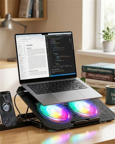 Notebook Soğutucu Stand RGB Aydınlatmalı İki Fanlı Laptop Altlığı