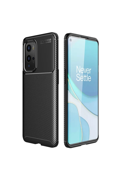 One Plus 9 Pro Kılıf Auto Focus Karbon Kapak - Siyah