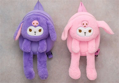 Peluş Işıklı Oynar Kulaklı Kuromi Sırt Çantası