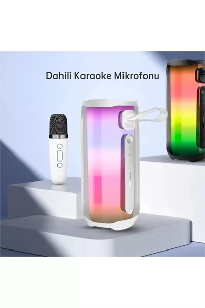 Pluse 5 Mikrofonlu RGB Kablosuz Hoparlör - Beyaz