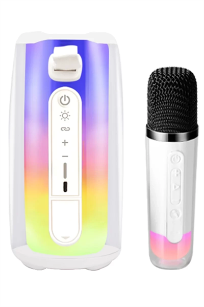 Pluse 7 Mikrofonlu RGB Kablosuz Hoparlör - Beyaz