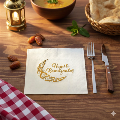 Ramazan Temalı Yaldız Baskılı Peçete