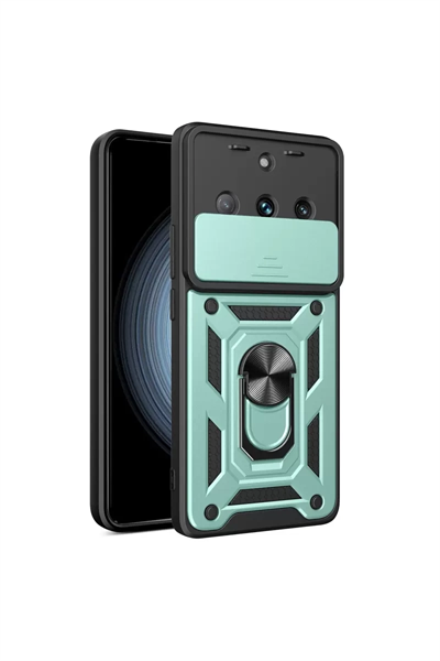 Realme 11 Pro Kılıf Pars Lens Yüzüklü Silikon - Yeşil