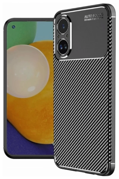 Realme 12 Lite Kılıf Auto Focus Karbon Kapak - Siyah