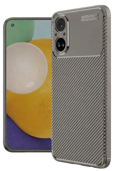 Realme 12 Lite Kılıf Auto Focus Karbon Kapak - Gri