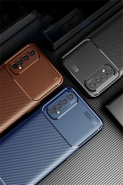Realme 7 Kılıf Auto Focus Karbon Kapak - Lacivert