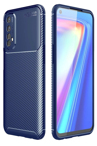 Realme 7 Kılıf Auto Focus Karbon Kapak - Lacivert