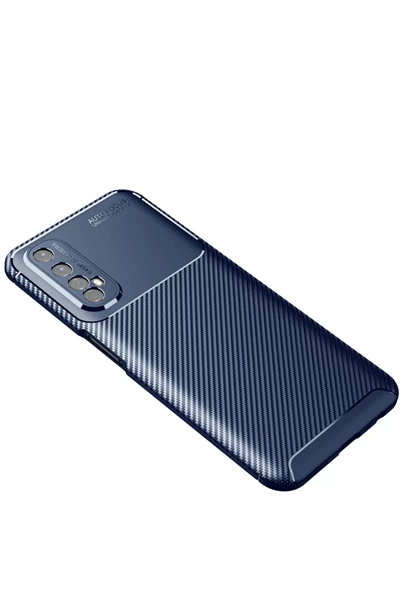 Realme 7 Kılıf Auto Focus Karbon Kapak - Lacivert