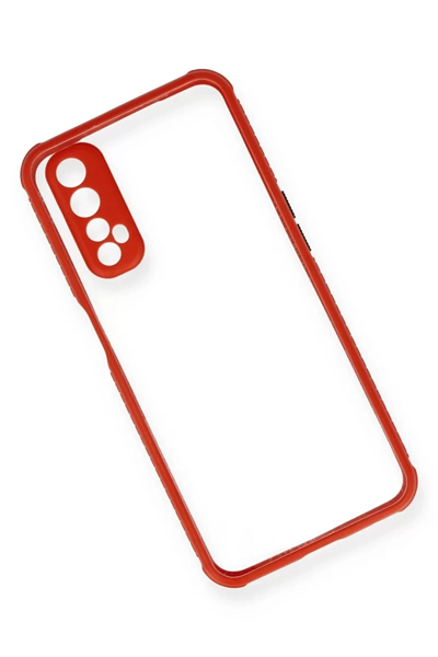 Realme 7 Kılıf Miami Şeffaf Silikon - Kırmızı