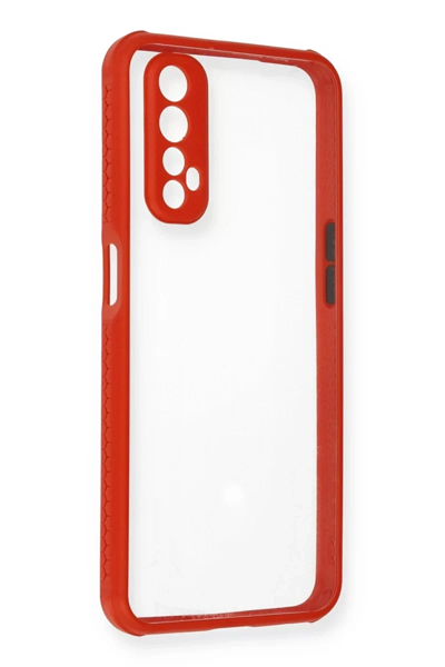 Realme 7 Kılıf Miami Şeffaf Silikon - Kırmızı