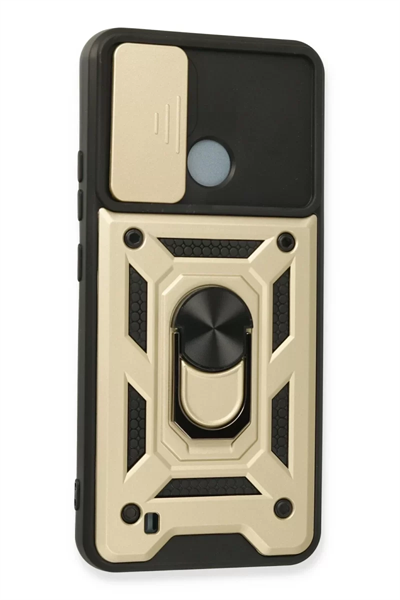 Realme C11 2021 Kılıf Pars Lens Yüzüklü Silikon - Gold