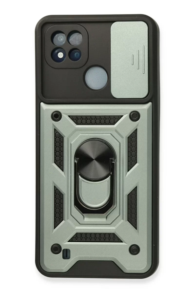 Realme C11 2021 Kılıf Pars Lens Yüzüklü Silikon - Yeşil