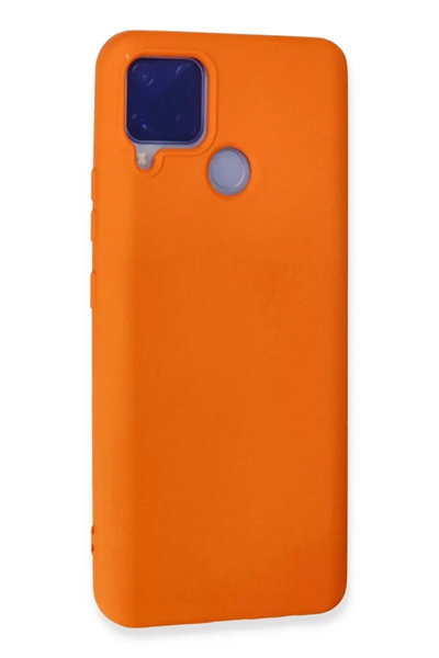 Realme C15 Kılıf Nano içi Kadife Silikon - Turuncu
