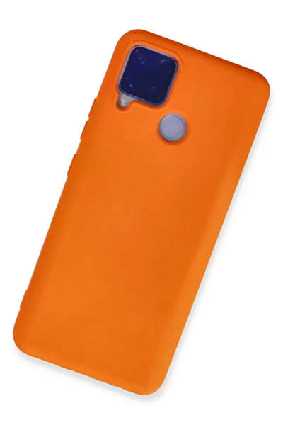 Realme C15 Kılıf Nano içi Kadife Silikon - Turuncu