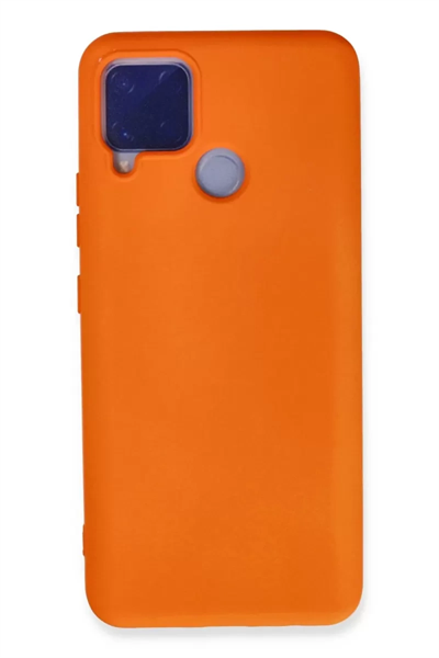 Realme C15 Kılıf Nano içi Kadife Silikon - Turuncu