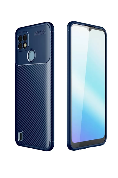 Realme C21 Kılıf Auto Focus Karbon Kapak - Lacivert