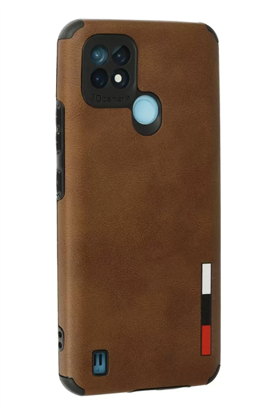 Realme C21 Kılıf Loop Deri Silikon - Kahverengi