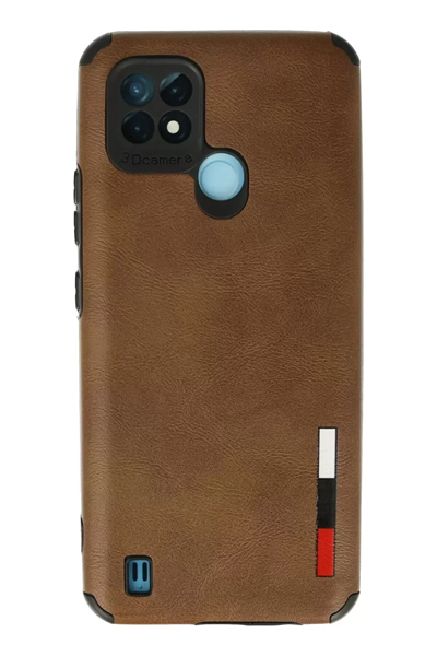 Realme C21 Kılıf Loop Deri Silikon - Kahverengi