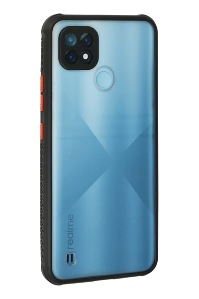 Realme C21 Kılıf Miami Şeffaf Silikon - Siyah