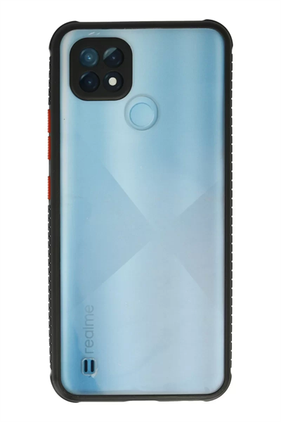 Realme C21 Kılıf Miami Şeffaf Silikon - Siyah