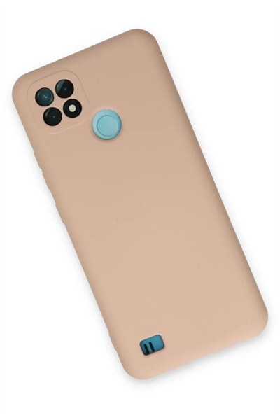 Realme C21 Kılıf Nano içi Kadife Silikon - Pudra