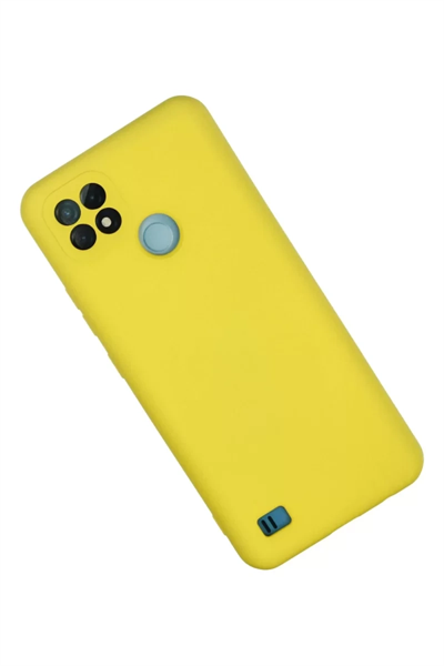 Realme C21 Kılıf Nano içi Kadife Silikon - Sarı