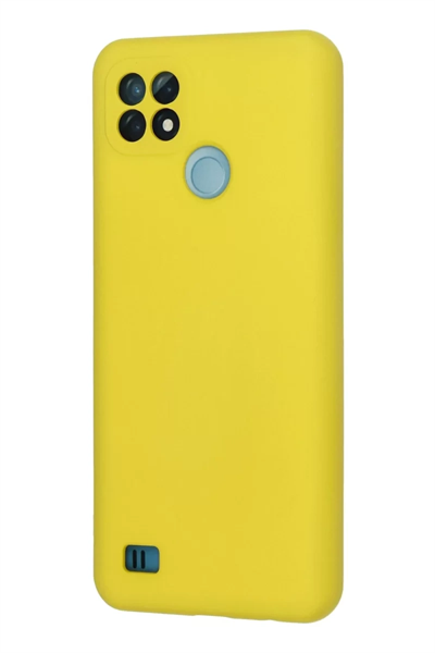 Realme C21 Kılıf Nano içi Kadife Silikon - Sarı