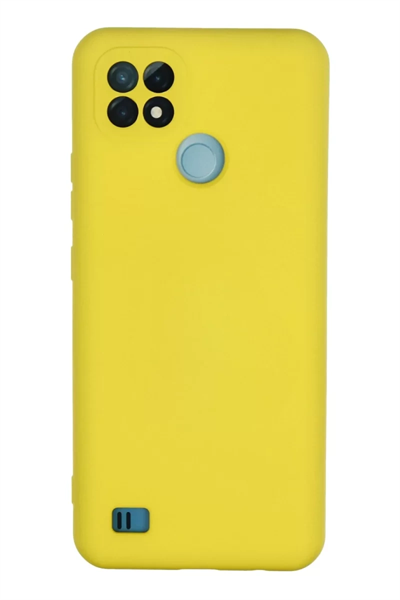 Realme C21 Kılıf Nano içi Kadife Silikon - Sarı