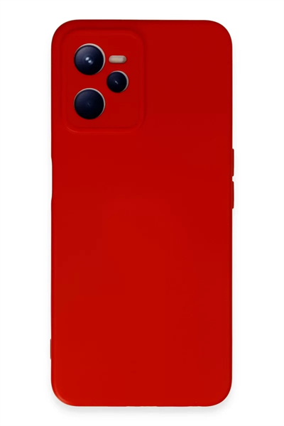 Realme C35 Kılıf Nano içi Kadife Silikon - Kırmızı