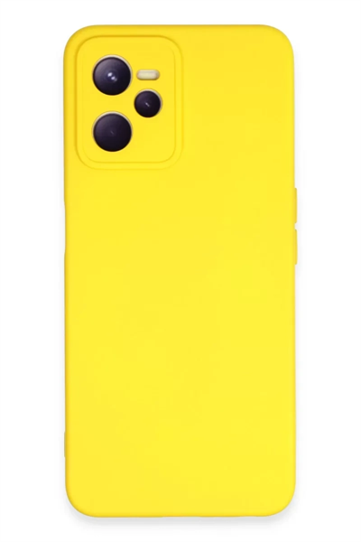 Realme C35 Kılıf Nano içi Kadife Silikon - Sarı