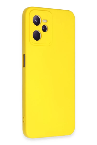 Realme C35 Kılıf Nano içi Kadife Silikon - Sarı