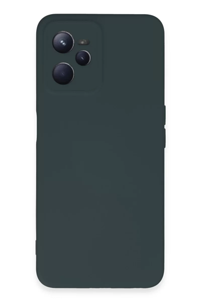 Realme C35 Kılıf Nano içi Kadife Silikon - Koyu Yeşil