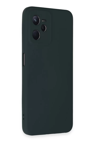 Realme C35 Kılıf Nano içi Kadife Silikon - Koyu Yeşil
