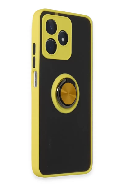 Realme C53 Kılıf Montreal Yüzüklü Silikon Kapak - Sarı