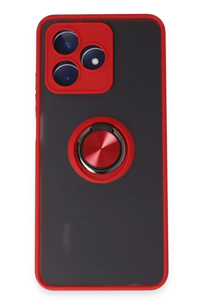 Realme C53 Kılıf Montreal Yüzüklü Silikon Kapak - Kırmızı
