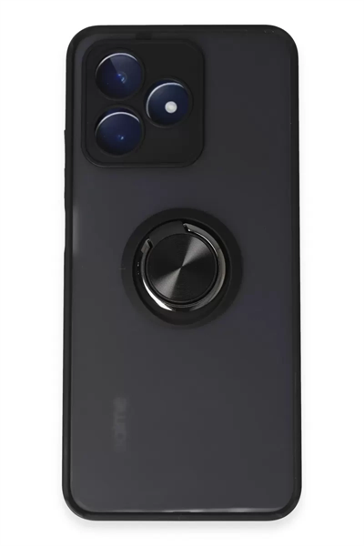 Realme C53 Kılıf Montreal Yüzüklü Silikon Kapak - Siyah