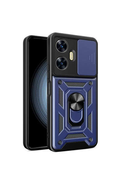 Realme C55 Kılıf Pars Lens Yüzüklü Silikon - Lacivert