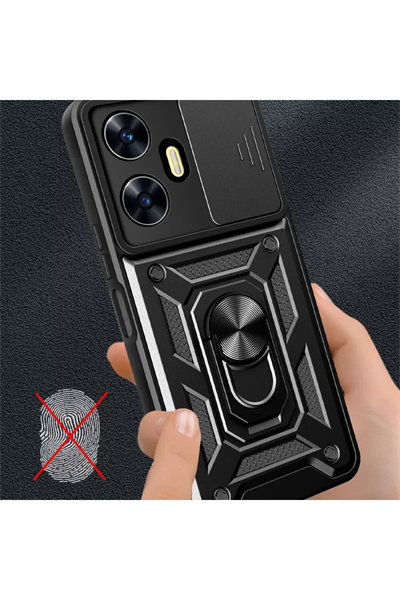 Realme C55 Kılıf Pars Lens Yüzüklü Silikon - Lacivert
