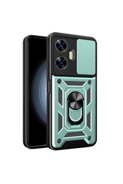 Realme C55 Kılıf Pars Lens Yüzüklü Silikon - Yeşil