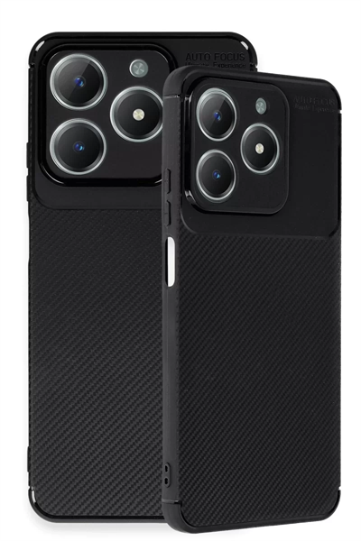 Realme C61 Kılıf Auto Focus Karbon Kapak - Siyah
