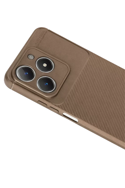 Realme C61 Kılıf Auto Focus Karbon Kapak - Kahverengi