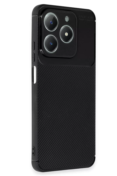 Realme C61 Kılıf Auto Focus Karbon Kapak - Siyah