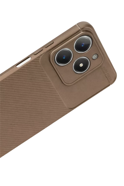 Realme C61 Kılıf Auto Focus Karbon Kapak - Kahverengi